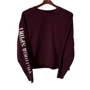Victoria’s Secret Cropped Sweatshirt Burgundy Logo Sleeve Size M